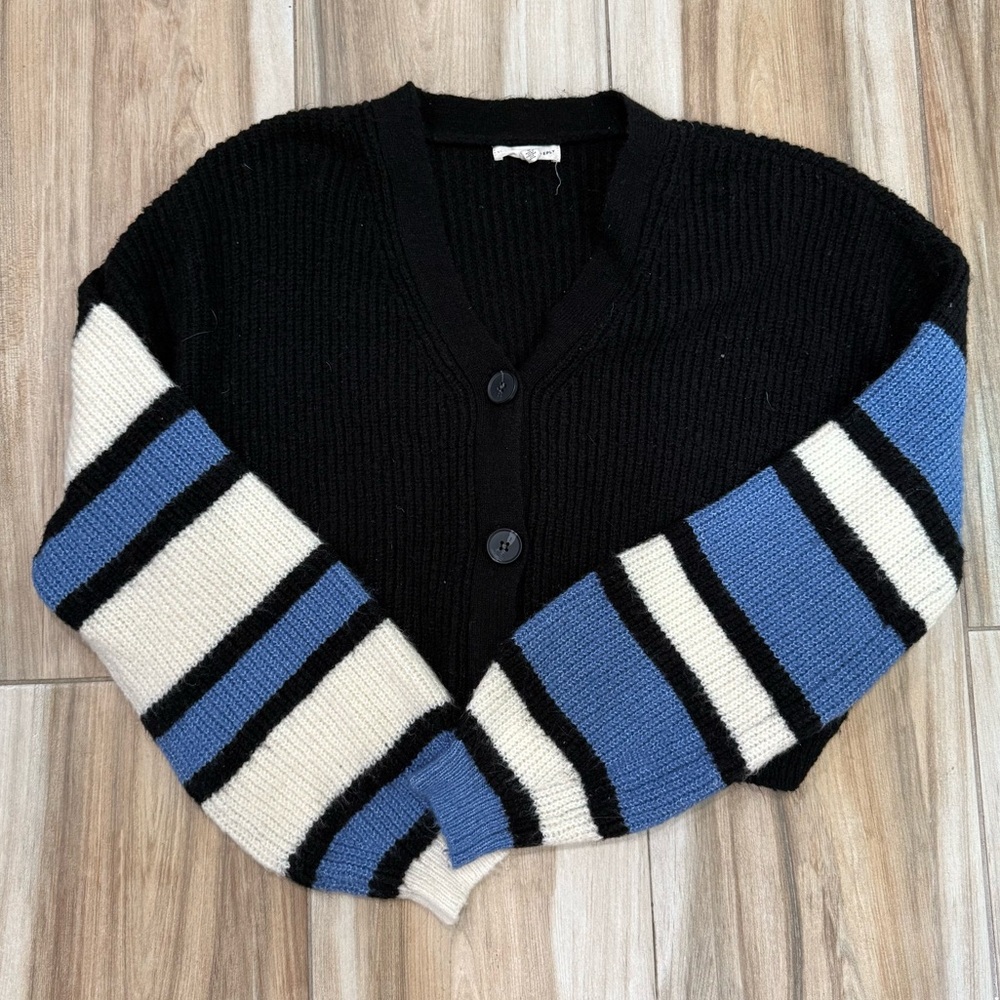 Truly Madly Deeply Black and Blue Striped Cardigan